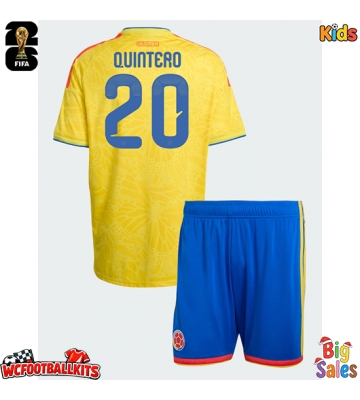 Colombia Juan Fernando Quintero #20 Replica Home Stadium Kit for Kids World Cup 2026 Short Sleeve (+ pants)